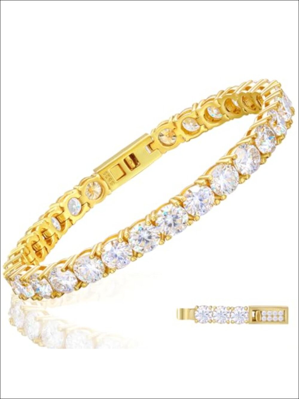 Moissanite Tennis Bracelet 3mm 925 Sterling Silver 18K Gold Plated VVS1 D Color